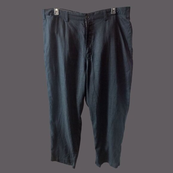 Nautica Clipper Mens Relax Fit Linen Pants 40W X 32L Black - Picture 1 of 9